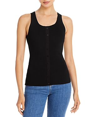 Theory Button-up Compact Tank Top In Black