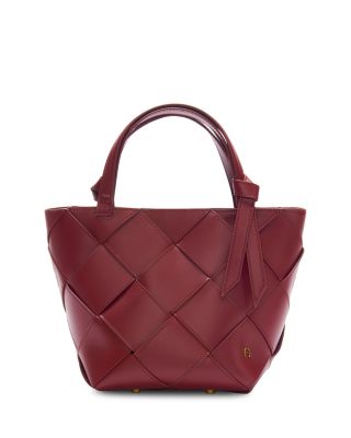 Etienne Aigner Ella Small Woven Satchel In Antic Cordovan gold