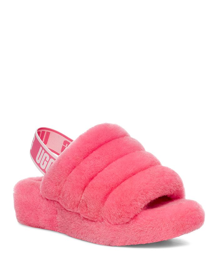 Ugg Women's Fluff Yeah Shearling Slingback Slippers In Neon Coral ...