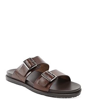 Bruno Magli Men's Erasmo Double Buckle Leather Sandals In Dark Brown