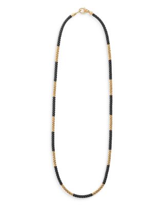 LAGOS - Ceramic & 18K Yellow Gold Black Caviar Necklace, 16" - Exclusive