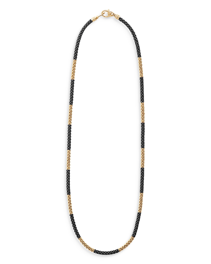 Lagos Ceramic & 18k Yellow Gold Black Caviar Necklace, 16 - Exclusive In Black/gold