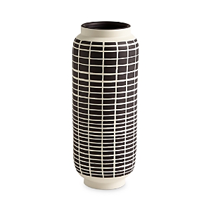 Shop Global Views Graphic Grid Cylinder Vase In Black/white