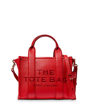 Marc Jacobs The Tote Bag Mini Traveler Leather Tote In True Red
