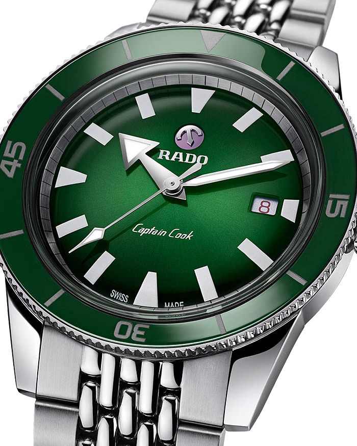 Shop Rado Captain Cook Watch, 42mm In Green/silver