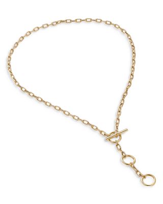 18K Yellow Gold DY Madison&reg; Three Ring Chain Necklace, 17"