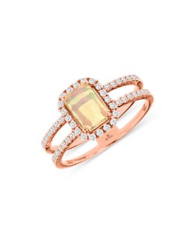 Bloomingdale's - Opal & Diamond Double Row Ring in 14K Rose Gold - 100% exclusive