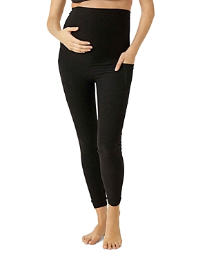 Shop Beyond Yoga Out Of Pocket High Waisted Maternity Leggings In Darkest Night
