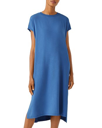 Eileen Fisher Crewneck Short Sleeve Midi Dress | Bloomingdale's