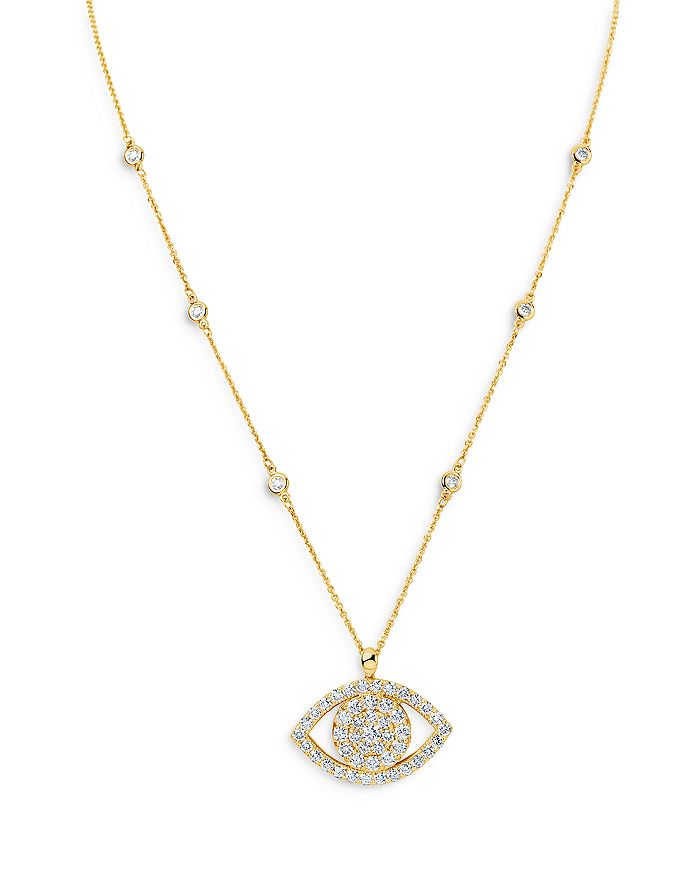 Bloomingdale's - Diamond Evil Eye Pendant Necklace in 14K Yellow Gold, 2.0 ct. t.w. - 100% Exclusive