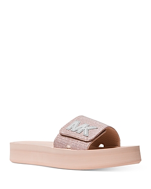 MICHAEL MICHAEL KORS WOMEN'S MK LOGO PLATFORM SLIDE SANDALS,40S1MKFA1D