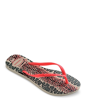 Shop Havaianas Women's Animal Print Slim Flip-flops In Beige/cora