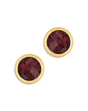 Bloomingdale's Bloomingdales Garnet Bezel Set Stud Earrings In 14k Yellow Gold - 100% Exclusive In Red/gold