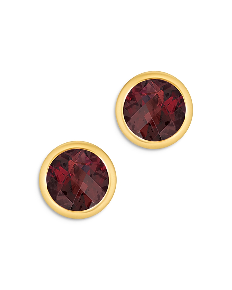 Bloomingdale's Bloomingdales Garnet Bezel Set Stud Earrings In 14k Yellow Gold - Exclusive In Red/gold