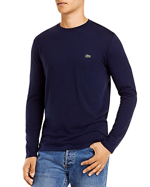 Lacoste Long-sleeve Pima Cotton Tee In Navy Blue