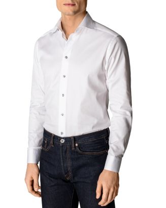 Eton Slim Fit Contrast Gray Button Twill Dress Shirt | Bloomingdale's Men