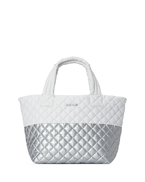 Mz Wallace Small Metro Tote Deluxe In Tin/white