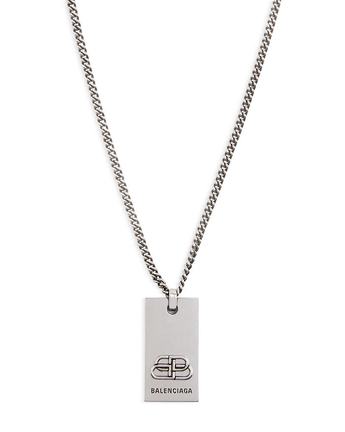 Balenciaga Bb Pendant Necklace In Silver