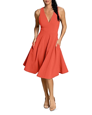 DRESS THE POPULATION DRESS THE POPULATION CATALINA CREPE FIT AND FLARE DRESS,1564-3053