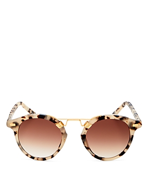 Krewe St. Louis Round Gradient Sunglasses, Rose/white Tortoise In Brown