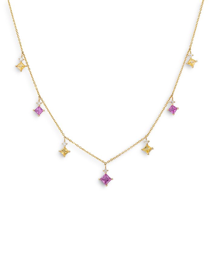 Bloomingdale's - Pink & Yellow Sapphire Droplet Necklace in 14K Yellow Gold, 16" - 100% Exclusive