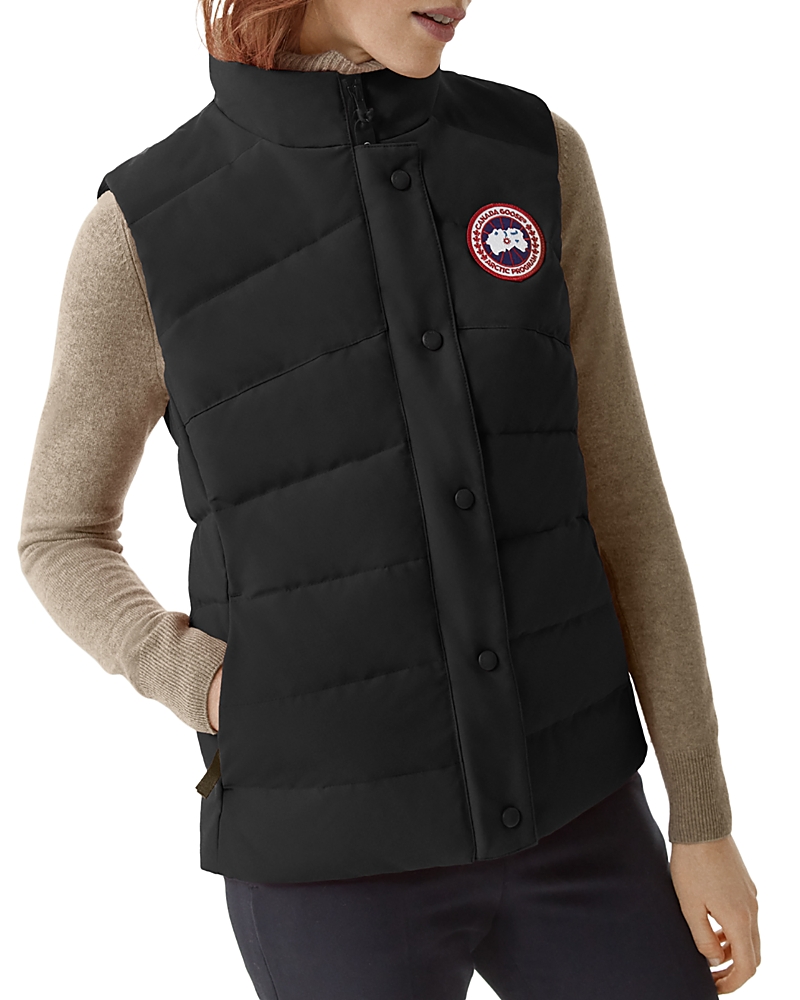 Canada Goose Quilted Black Vest With High Collar And Snap-button Closure In Black