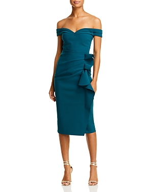 Chiara Boni La Petite Robe Chiara Boni La Petite Off-the-shoulder Cocktail Dress - 100% Exclusive In Dark Teal