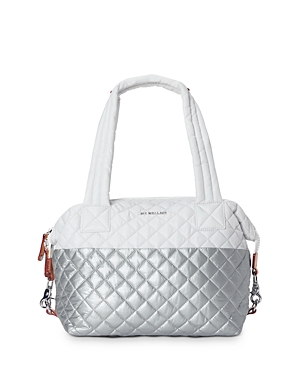 Mz Wallace Medium Sutton Bag In Tin/white/silver