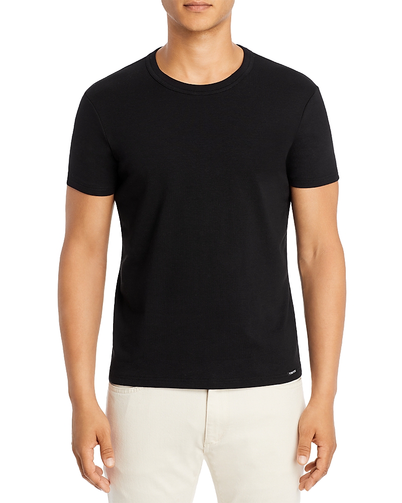 Tom Ford Black Stretch Cotton V-neck T-shirt