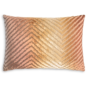 Kevin O'brien Studio Chevron Velvet Decorative Pillow, 14 X 20 In Sunstone