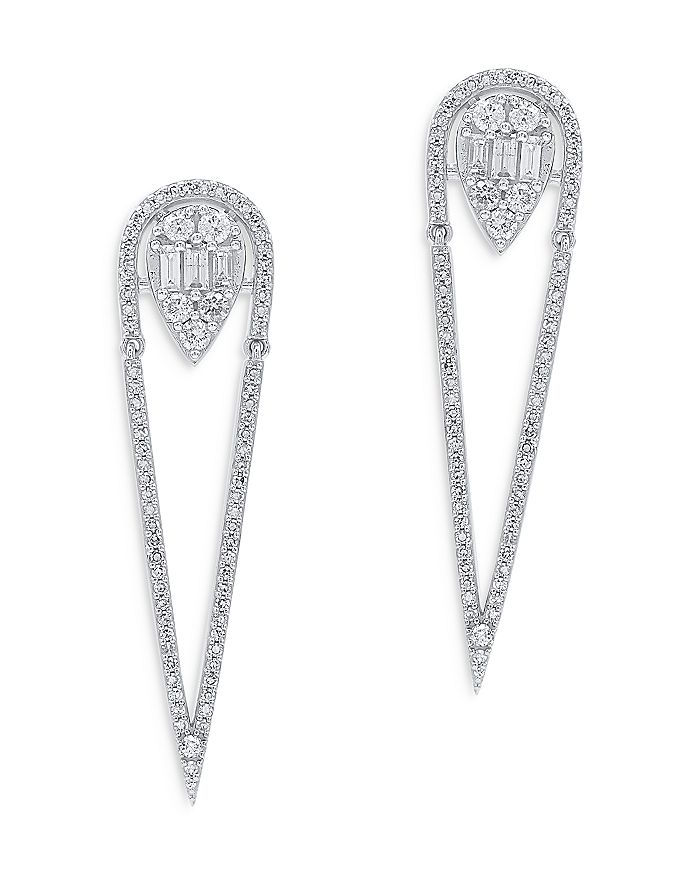 Bloomingdale's - Mosaic Diamond Teardrop Earrings in 14K White Gold, 1.0 ct. t.w. - 100% Exclusive