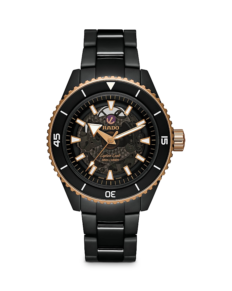 Rado Men's Swiss Automatic Captain Cook High Tech Ceramic Bracelet Watch 43mm In Black