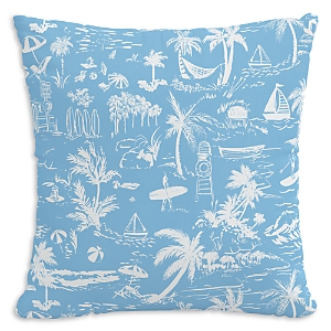 Cloth & Company The Beach Toile Outdoor Pillow In Blue, 22 X 22