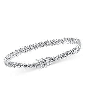 Bloomingdale's - Round & Baguette Diamond Statement Bracelet in 14K White Gold, 3.0 ct t.w. - 100% Exclusive