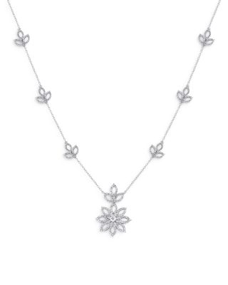 Bloomingdale's Fine Collection - Diamond Flower Statement Necklace in 14K White Gold, 1.50 tcw