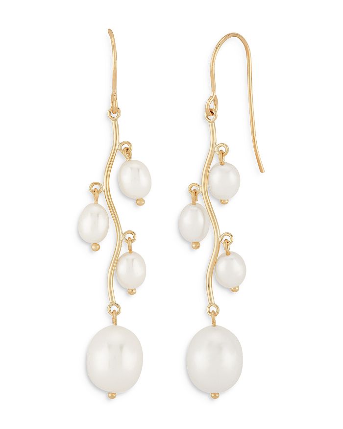 Bloomingdale's Cultured Freshwater Pearl Drop Earrings in 14K Yellow ...