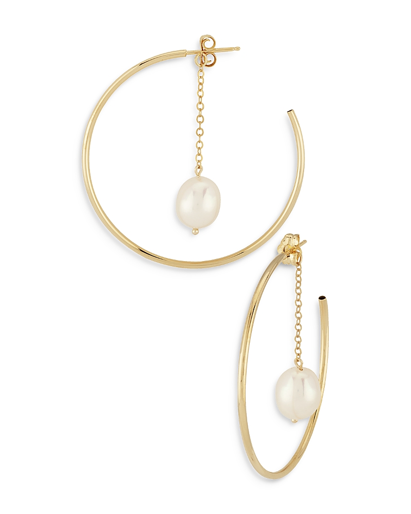 Moon & Meadow 14k Yellow Gold Hoop Earrings With Cultured Freshwater Pearl - Exclusive In Pearl