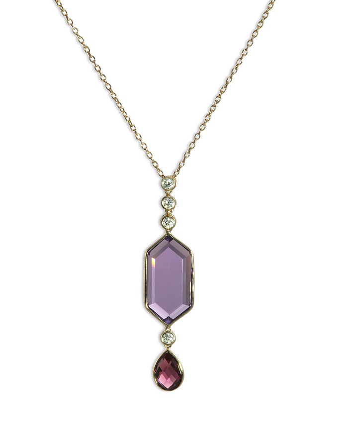 Bloomingdale's Amethyst, Rhodolite & Diamond Pendant Necklace in 14K ...
