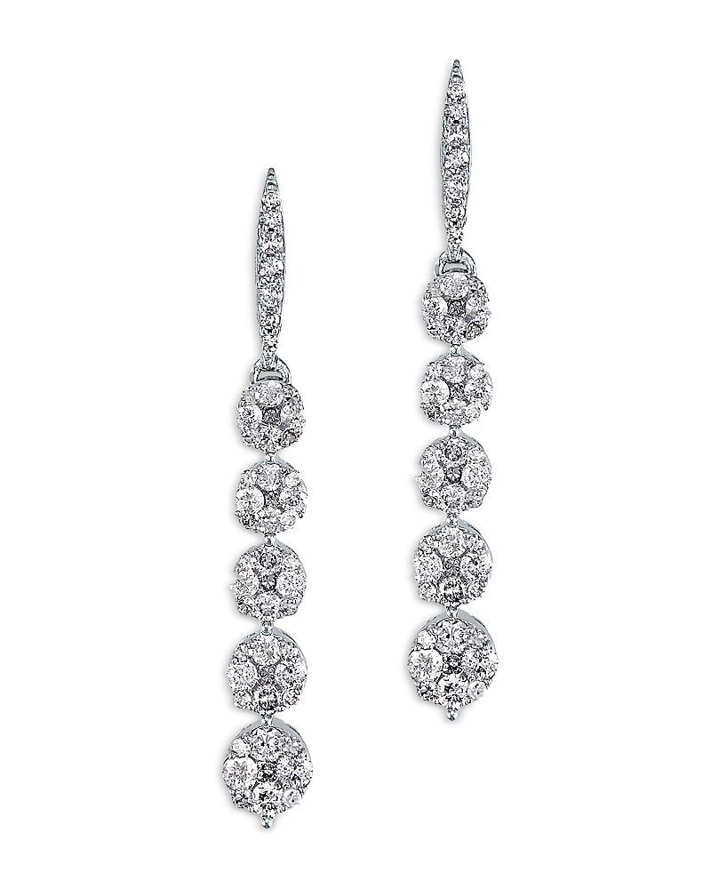 Bloomingdale's Diamond Cluster Linear Earrings In 14k White Gold, 1.0 Ct. T. W. - Exclusive In White