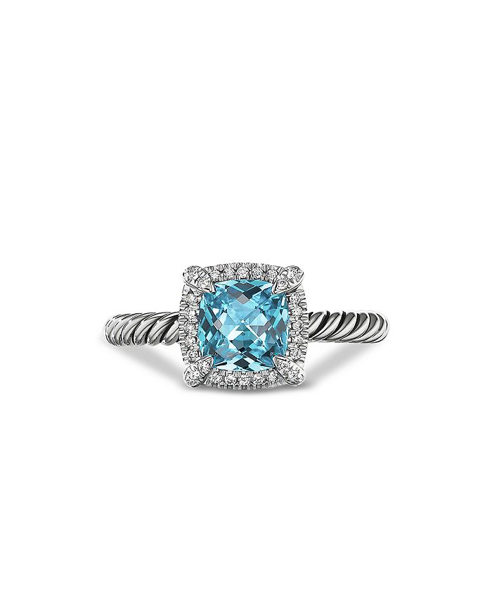 David Yurman - Sterling Silver Petite Chatelaine&reg; Ring with Blue Topaz & Diamonds - 100% Exclusive