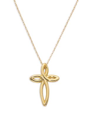 Bloomingdale's Fine Collection - Open Cross Pendant Necklace in 14K Yellow Gold, 18" - Exclusive