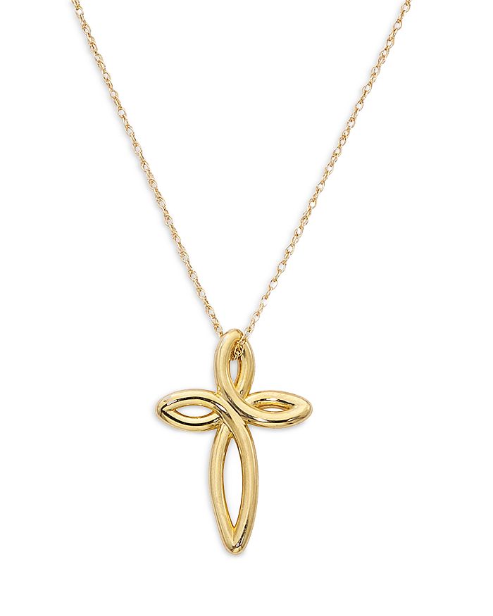 Bloomingdale's Open Cross Pendant Necklace in 14K Yellow Gold, 18 ...
