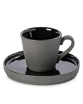 90ml Black Christopher Vine PEACOCK Espresso Cup and Saucer 