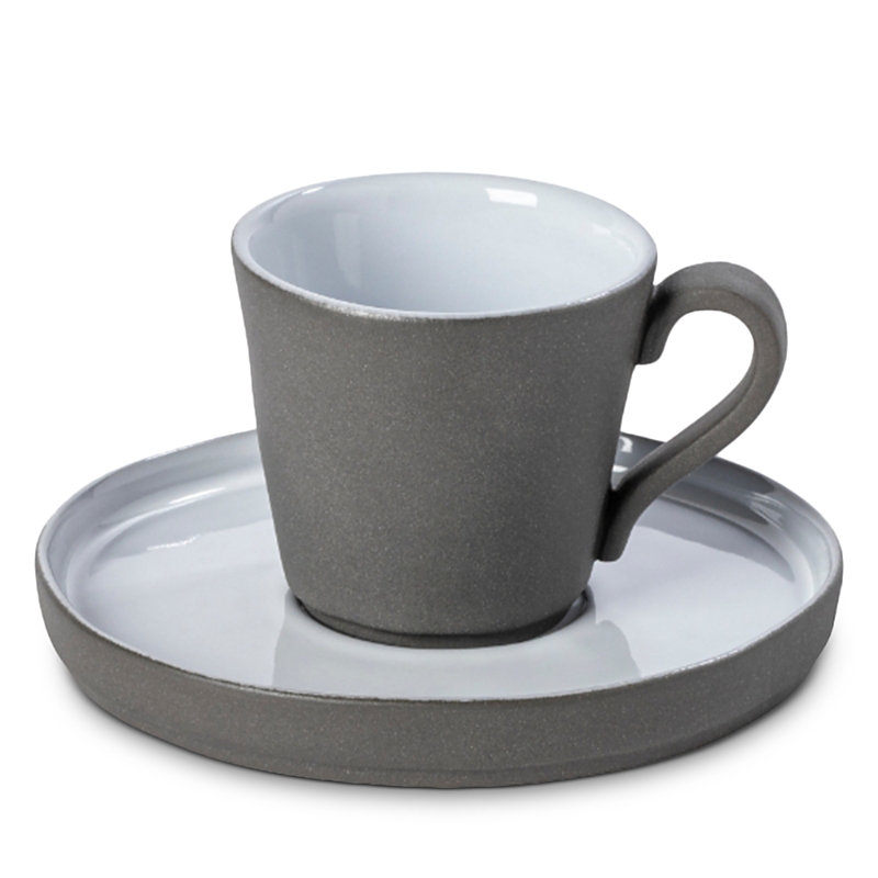 Costa Nova Lagoa Eco Gris Espresso Cup & Saucer In White