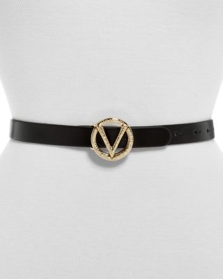 Valentino by Mario Valentino Women's Bessy Logo Leather Belt