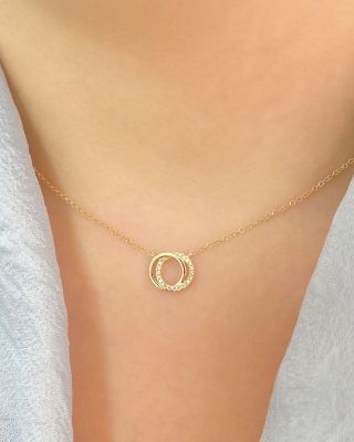 14K Yellow Gold Diamond Love Knot Pendant Necklace, 18&amp;quot; - Exclusive