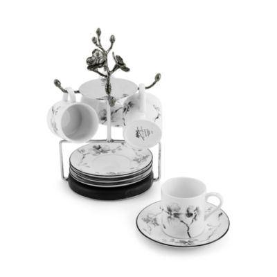 Black Orchid Demitasse Cup & Saucer Set with Stand
