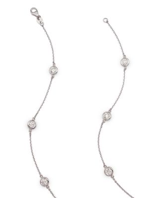 Diamond Station Necklace in 14K White Gold, 2.60 tcw 