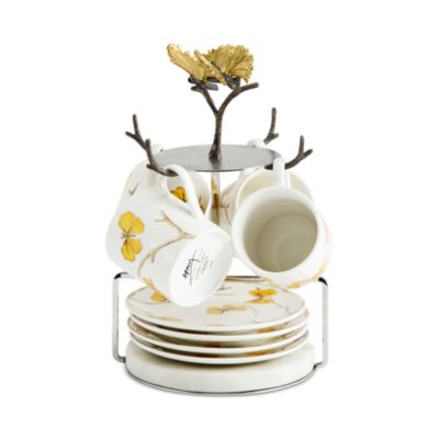 Butterfly Ginkgo Demitasse Cup & Saucer Set with Stand