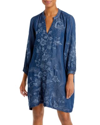 green emerald velvet dress Chambray Stitch & Bloom Embroidered Maxi Dress, Denim Small